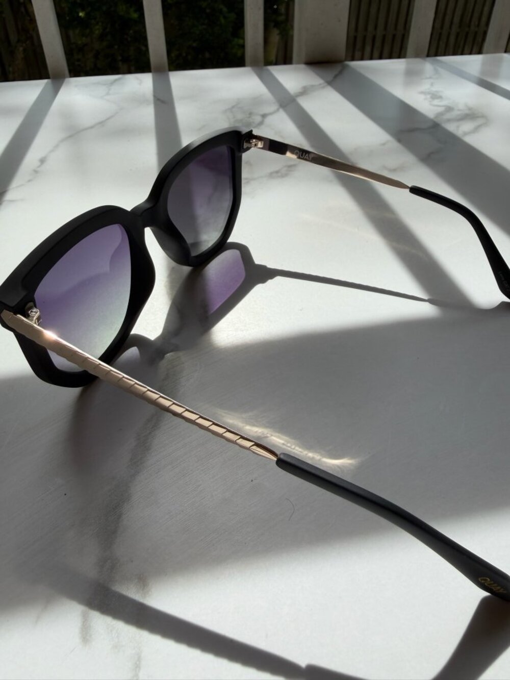 Quay Coffee Run Polarized Black Cat-Eye Sunglasses with Case - Picture 3 of 6